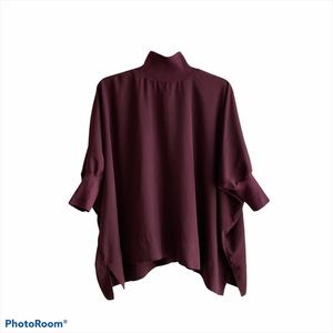 Aritzia Babaton Hamish burgundy turtleneck blouse